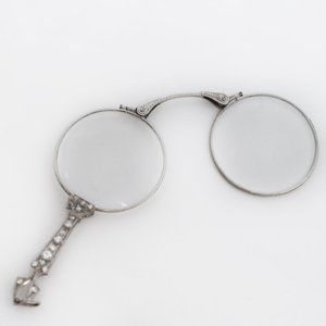 ART DECO Platinum Diamond Lorgnette Opera Glasses
